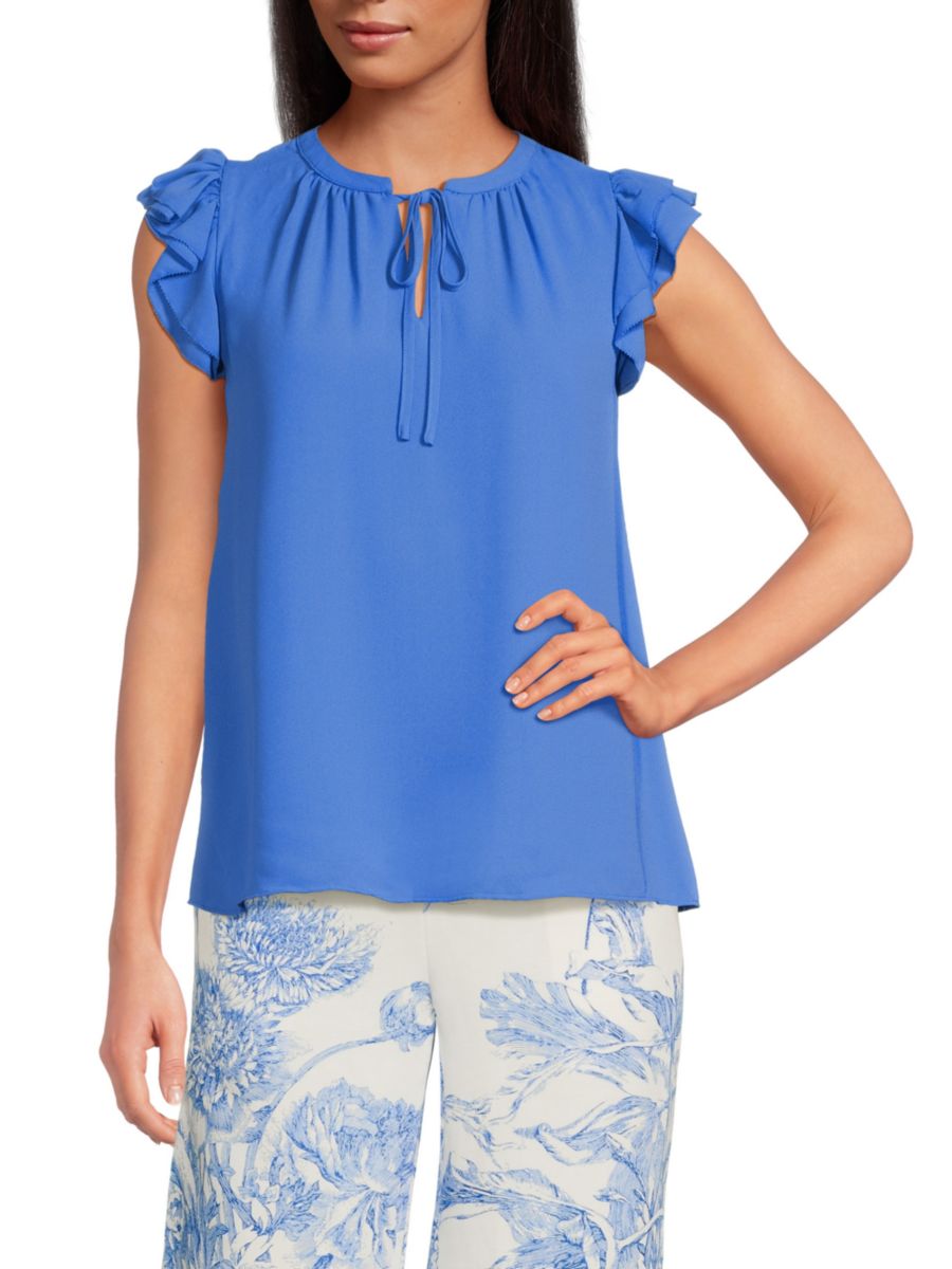 Блузка из крепа с воланами на рукавах и завязкой на горловине T Tahari, цвет Spring Blue
Блузка из крепа с воланами на рукавах и завязкой на горловине T Tahari, цвет Spring Blue
