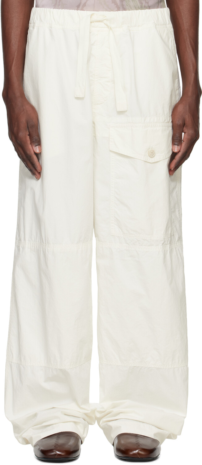 Хлопковые брюки-карго с завязками на шнурке Dries Van Noten, белый
Хлопковые брюки-карго с завязками на шнурке Dries Van Noten, белый