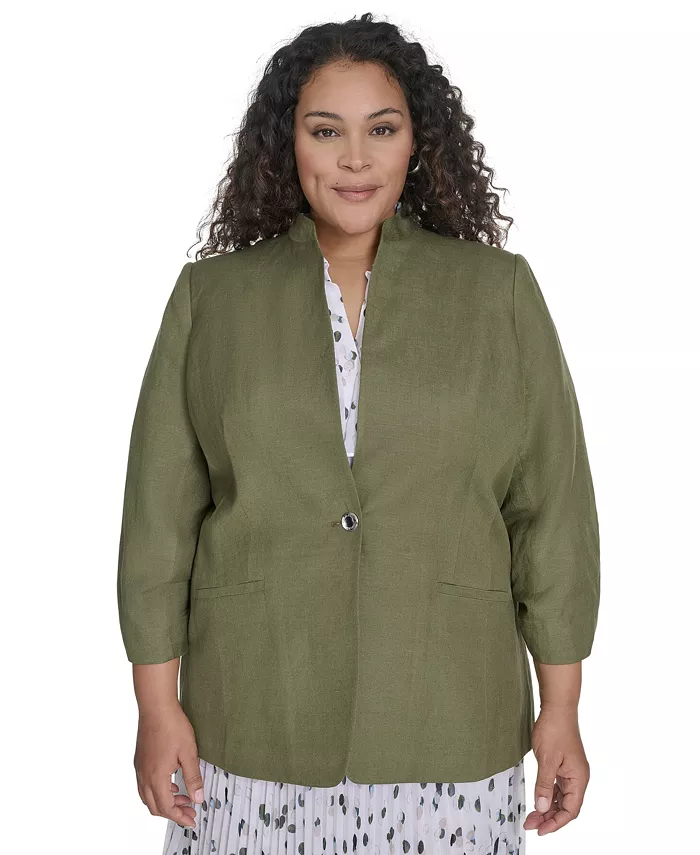 Блейзер больших размеров из смесовой льняной ткани Calvin Klein, зеленый
Блейзер больших размеров из смесовой льняной ткани Calvin Klein, зеленый