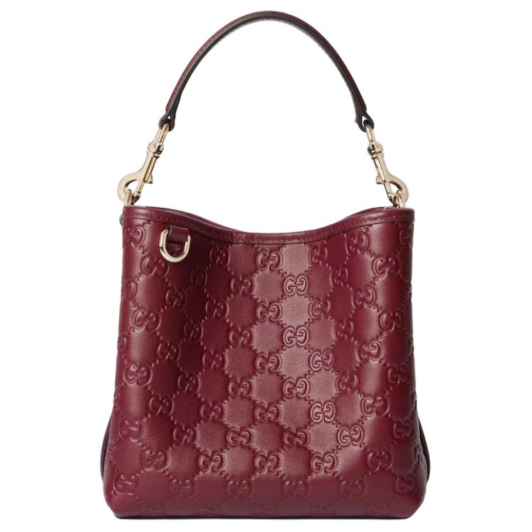 GUCCI Кожаная сумка-ведро через плечо для женщин маленькая темно-красная
GUCCI Кожаная сумка-ведро через плечо для женщин маленькая темно-красная