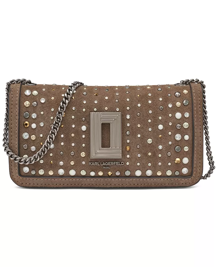 Миниатюрная кожаная сумка через плечо Kosette KARL LAGERFELD PARIS, коричневый 
Миниатюрная кожаная сумка через плечо Kosette KARL LAGERFELD PARIS, коричневый