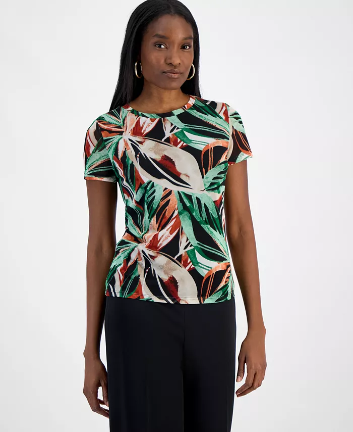 Женская короткая сетчатая блузка с принтом пальм Bar III, черный
Женская короткая сетчатая блузка с принтом пальм Bar III, черный