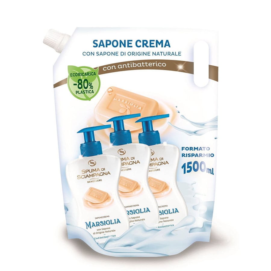 Жидкое мыло Sapone Sacco Marsiglia 1,5л - Spuma di Sciampagna
Жидкое мыло Sapone Sacco Marsiglia 1,5л - Spuma di Sciampagna