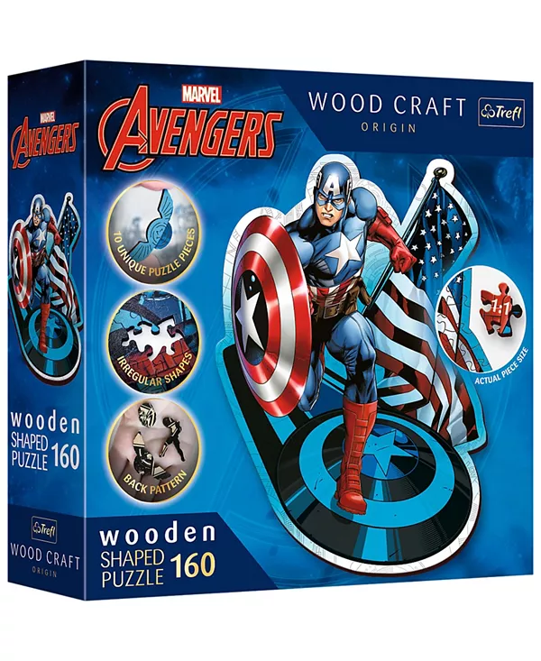 Деревянные пазлы Trefl Wood Craft, 160 деталей, деревянный пазл - Marvel - Бесстрашный Капитан Америка Trefl, multi-color
Деревянные пазлы Trefl Wood Craft, 160 деталей, деревянный пазл - Marvel - Бесстрашный Капитан Америка Trefl, multi-color