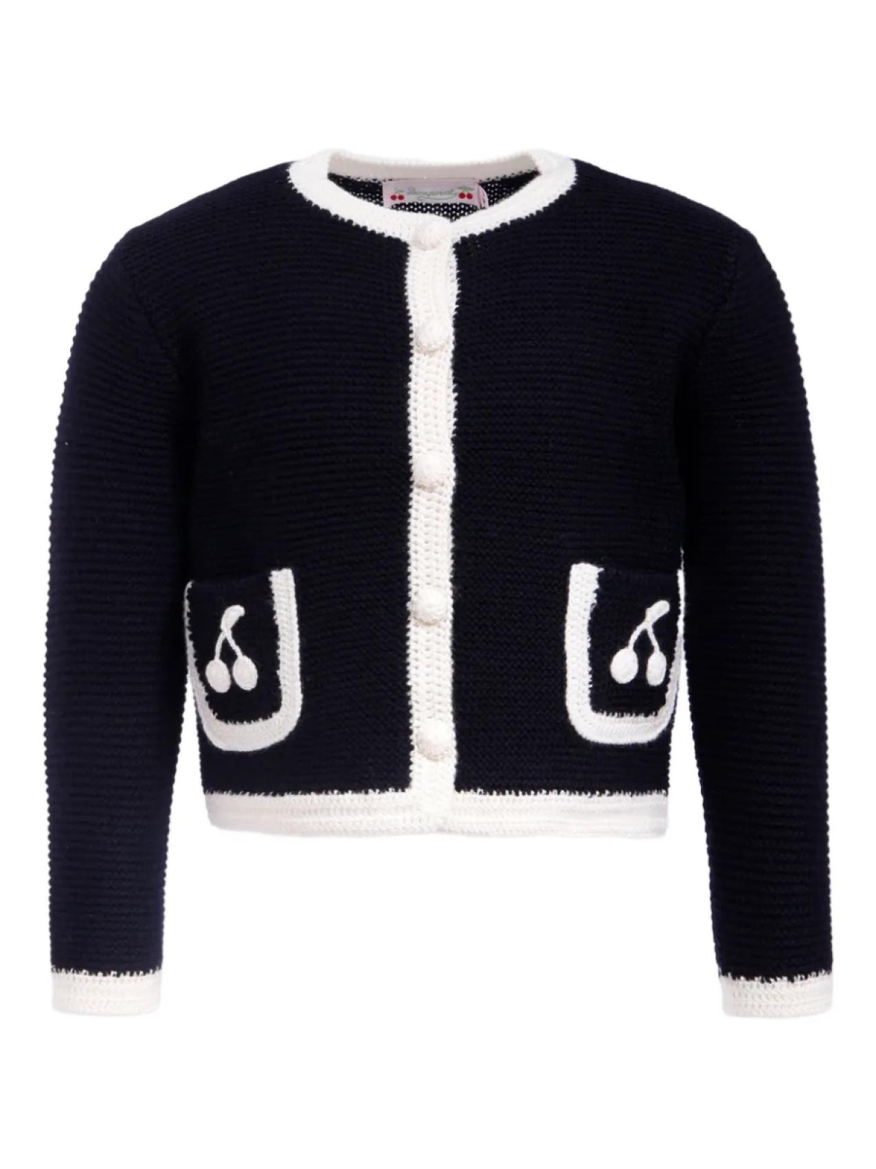 Шерстяной кардиган Bonpoint с аппликацией в виде вишни, синий
Шерстяной кардиган Bonpoint с аппликацией в виде вишни, синий
