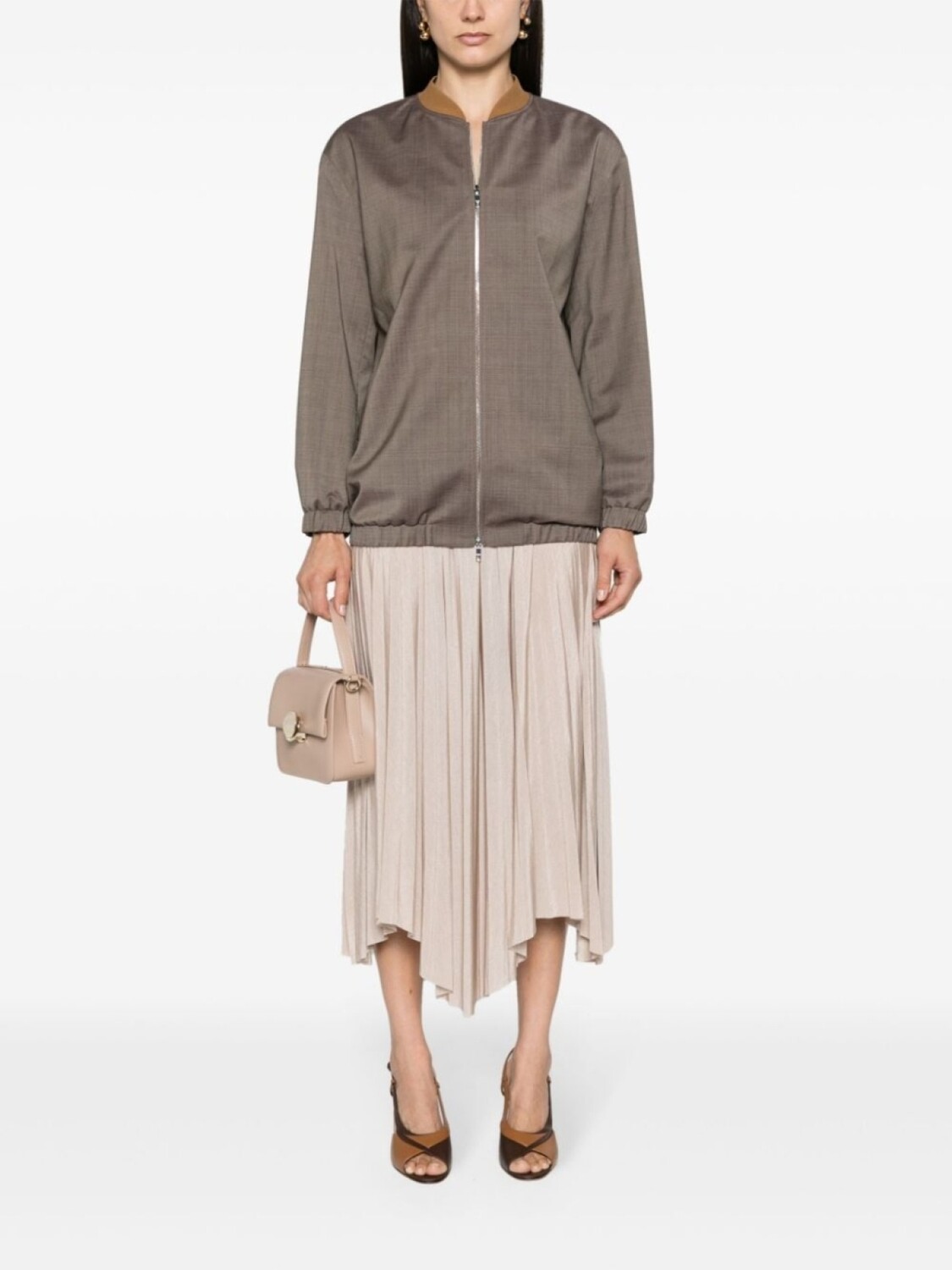 Шерстяной бомбер в клетку BOSS, коричневый 
Шерстяной бомбер в клетку BOSS, коричневый