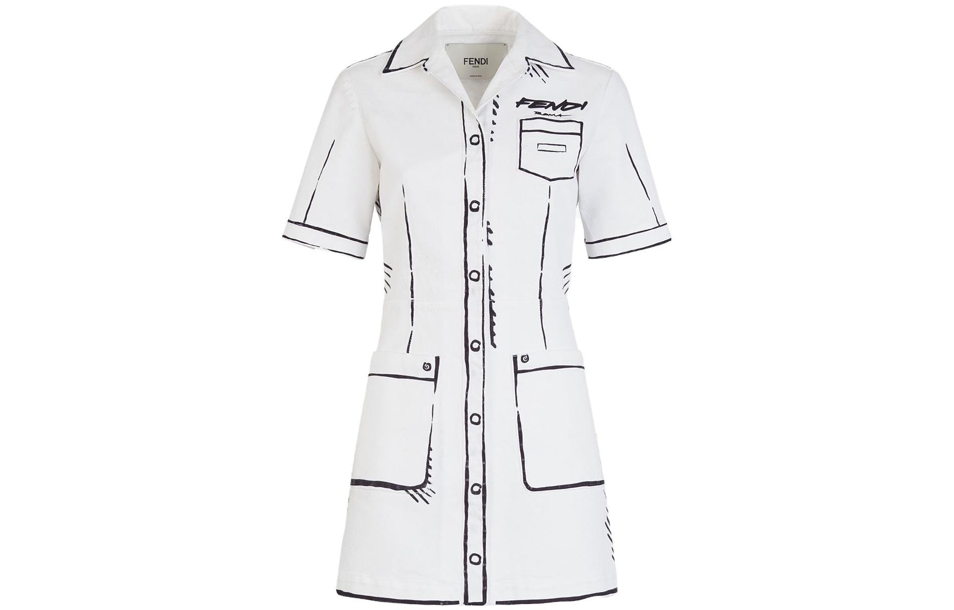 SS23 Короткое Платье с Короткими Рукавами Женское Белое FENDI
SS23 Короткое Платье с Короткими Рукавами Женское Белое FENDI
