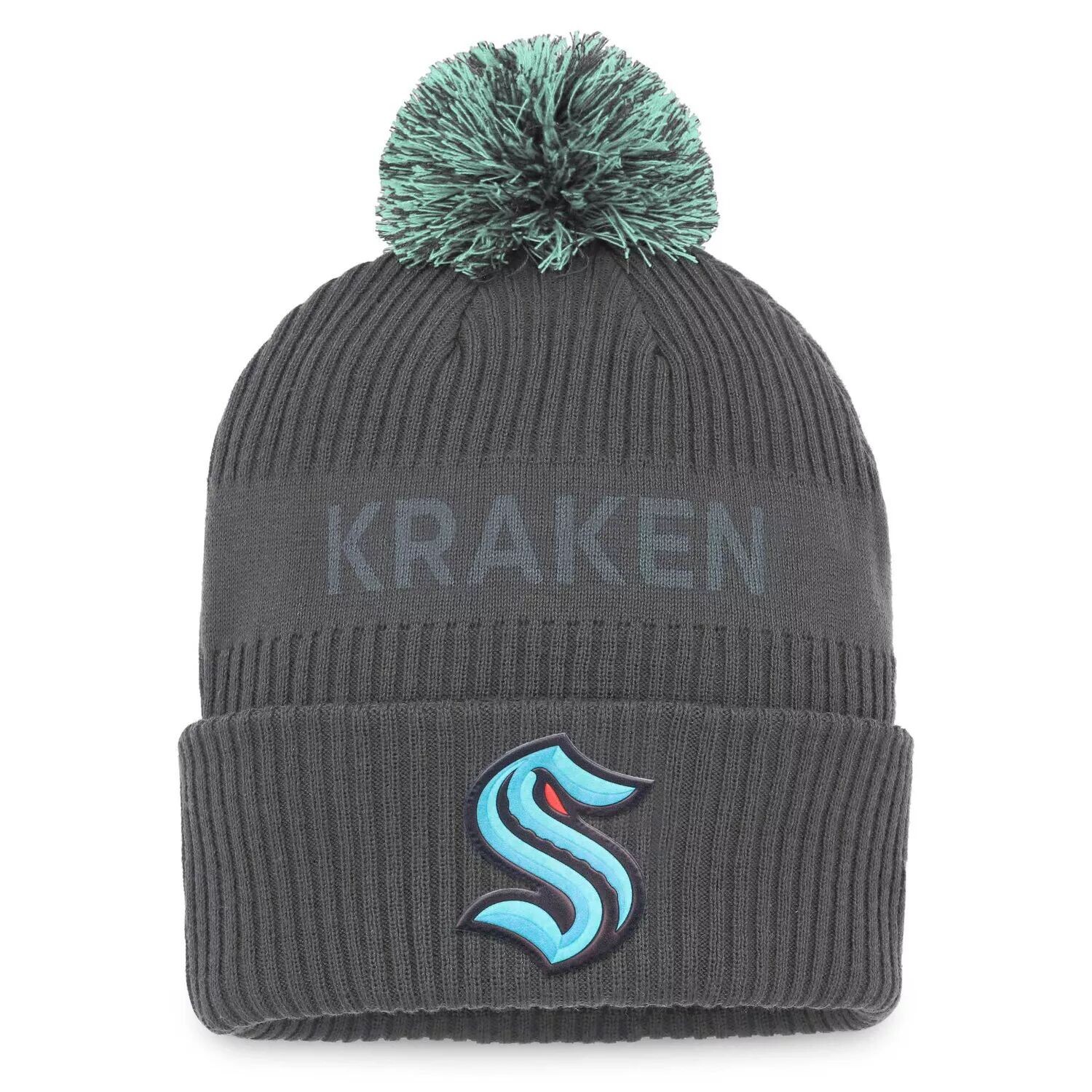 Мужская вязаная шапка Fanatics с фирменным углем Seattle Kraken Authentic Pro Home Ice с манжетами и помпоном
Мужская вязаная шапка Fanatics с фирменным углем Seattle Kraken Authentic Pro Home Ice с манжетами и помпоном