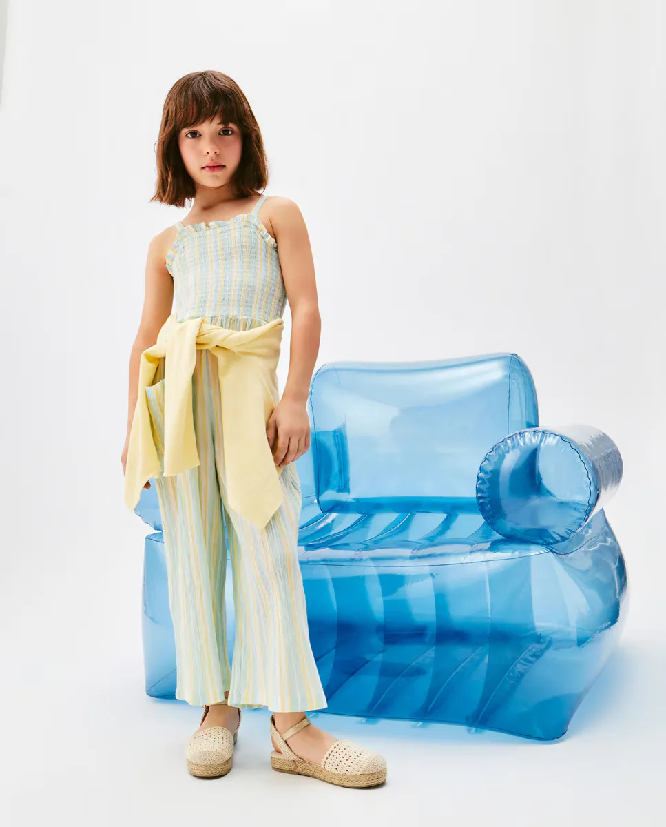 Длинный девичий комбинезон на резинках Kids El Corte Inglés, синий 
Длинный девичий комбинезон на резинках Kids El Corte Inglés, синий