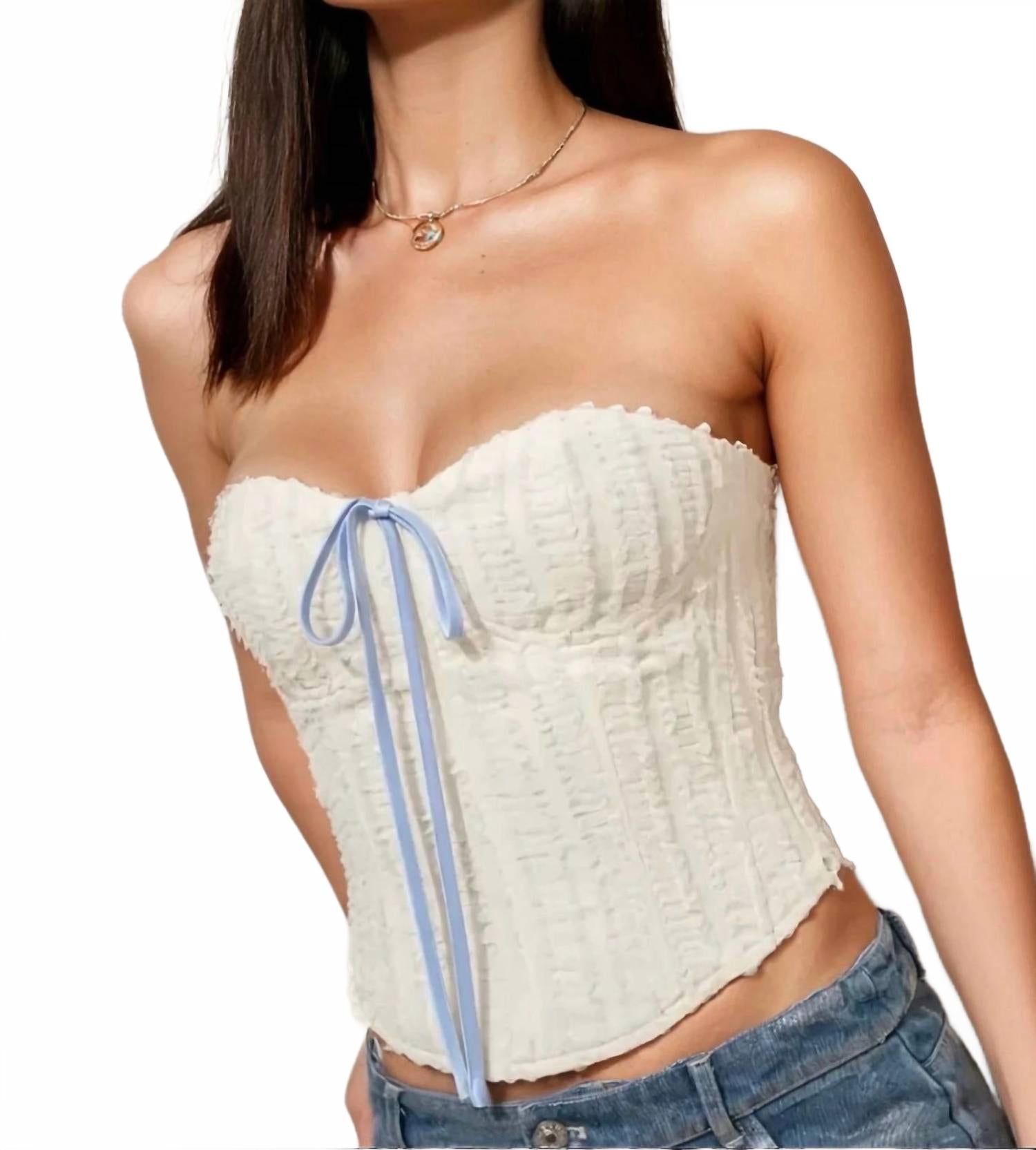 Кремовый корсетный топ на шнуровке Pretty Garbage
Кремовый корсетный топ на шнуровке Pretty Garbage