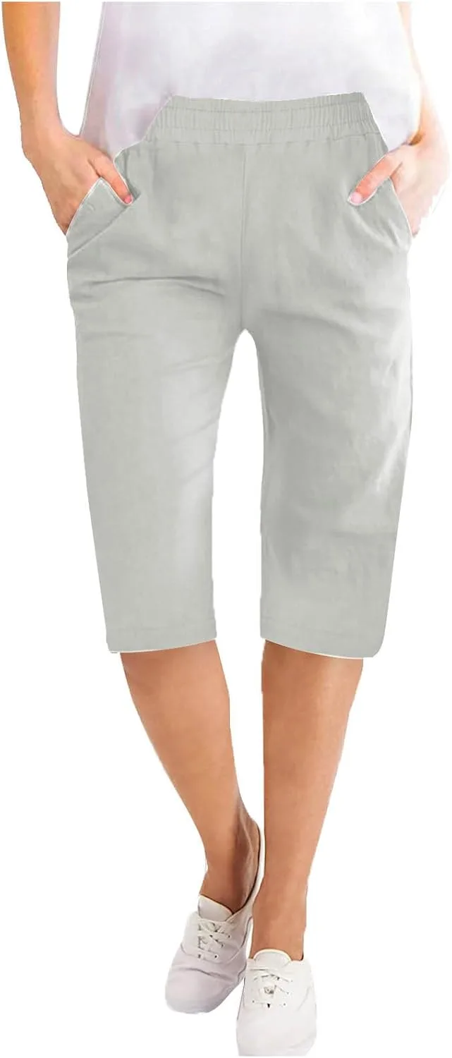 Бермуды женские летние из хлопка и льна с эластичным поясом
Бермуды женские летние из хлопка и льна с эластичным поясом