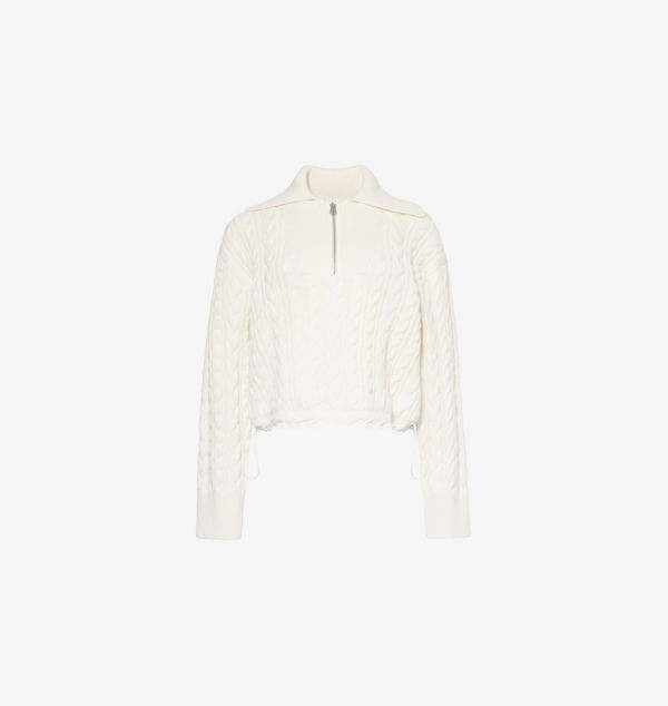 Джемпер Lourdes из смеси хлопка и шерсти, связанный косами Simkhai, белый 
Джемпер Lourdes из смеси хлопка и шерсти, связанный косами Simkhai, белый