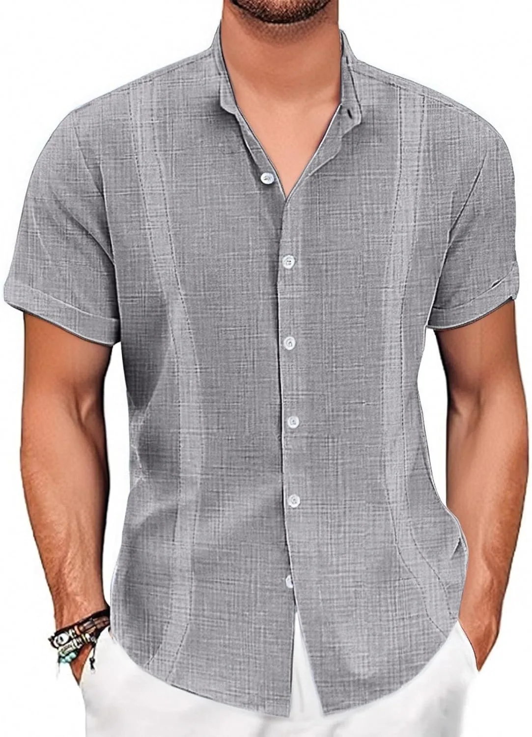 Мужская повседневная рубашка на пуговицах, Wrinkle Free, с коротким рукавом ROKIACDE
Мужская повседневная рубашка на пуговицах, Wrinkle Free, с коротким рукавом ROKIACDE