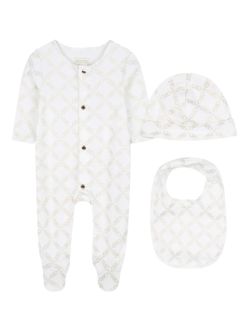 Комплект для новорожденного с узором MK Empire Michael Kors Kids, нейтральный
Комплект для новорожденного с узором MK Empire Michael Kors Kids, нейтральный