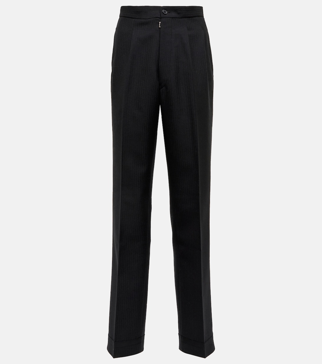 Зауженные шерстяные брюки с высокой талией Maison Margiela, черный
Зауженные шерстяные брюки с высокой талией Maison Margiela, черный