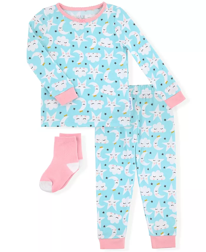 Детский пижамный комплект для девочек из 2 предметов с носками в тематике луны и звезд Max & Olivia, синий
Детский пижамный комплект для девочек из 2 предметов с носками в тематике луны и звезд Max & Olivia, синий