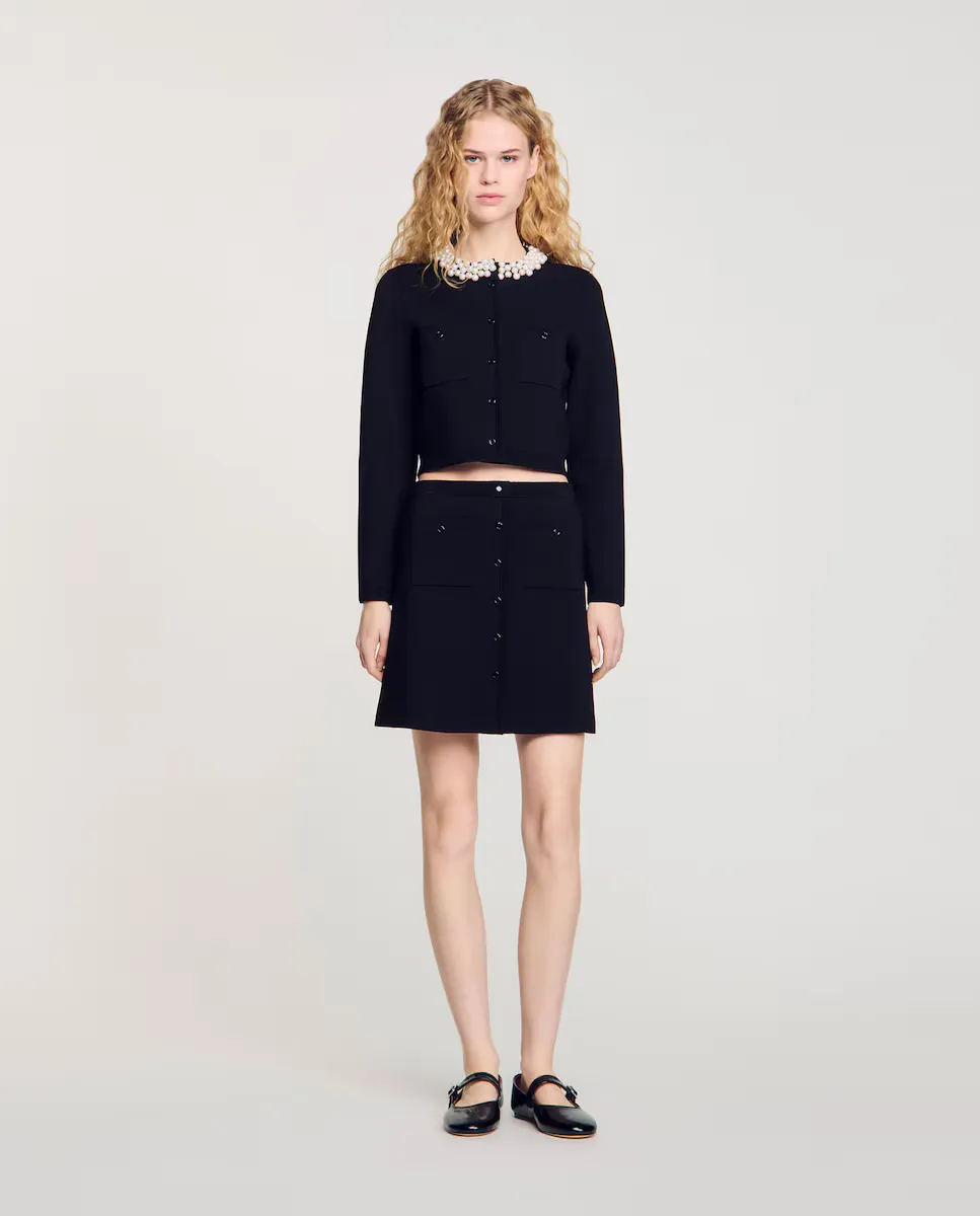 Короткая трикотажная юбка Sandro, чёрный
Короткая трикотажная юбка Sandro, чёрный