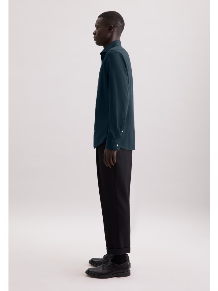 Облегающая фланелевая рубашка темно-синего цвета Seidensticker
Облегающая фланелевая рубашка темно-синего цвета Seidensticker