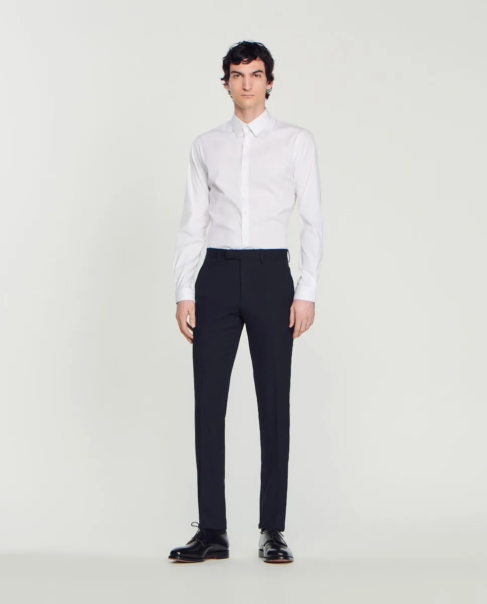 Мужские облегающие брюки из шерстяного костюма темно-синего цвета Sandro, тёмно-синий
Мужские облегающие брюки из шерстяного костюма темно-синего цвета Sandro, тёмно-синий