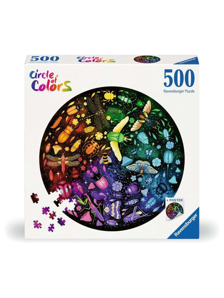 Пазл Ravensburger из 500 деталей, насекомые разных цветов
Пазл Ravensburger из 500 деталей, насекомые разных цветов