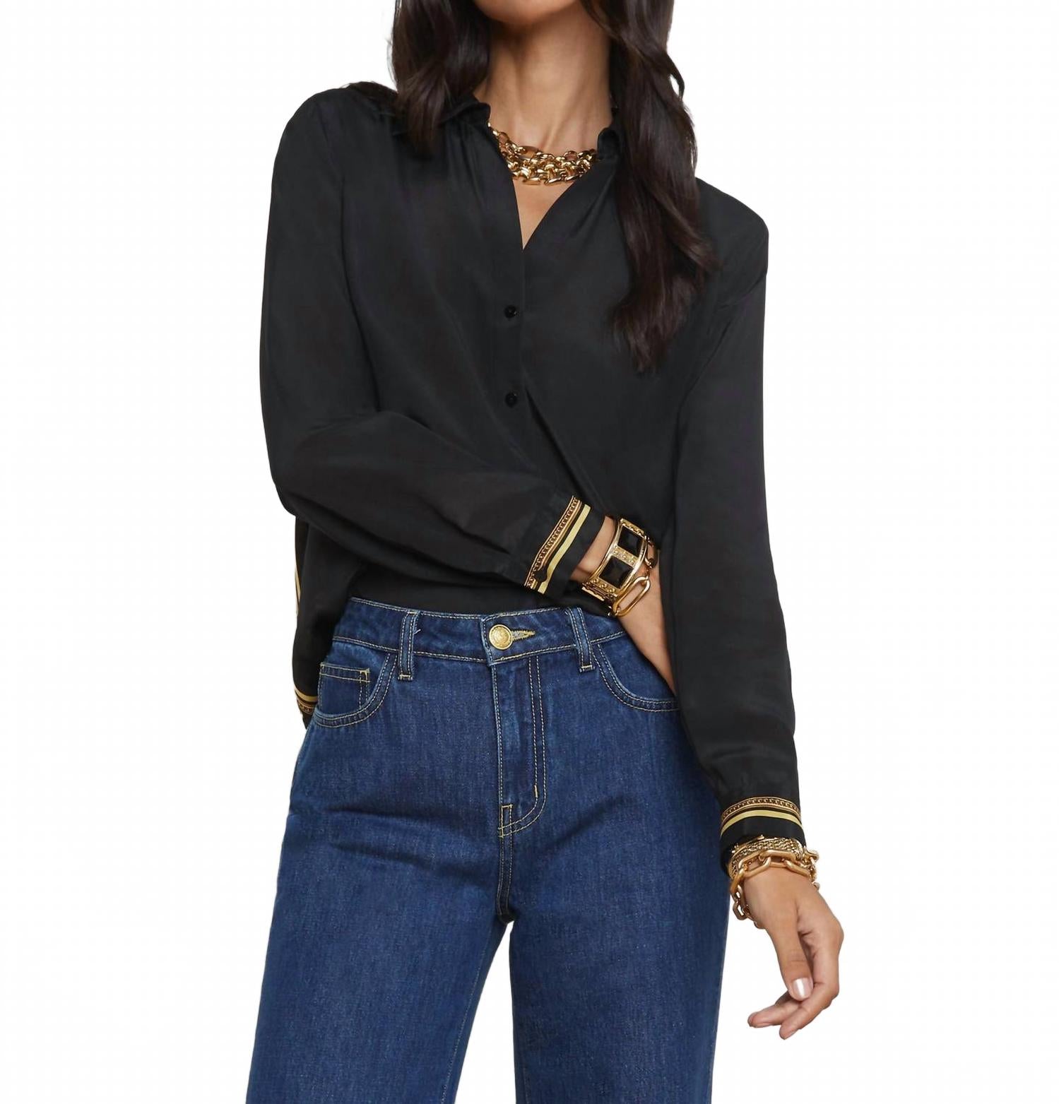 Жио Блузка в черно-золотом цвете L'Agence
Жио Блузка в черно-золотом цвете L'Agence