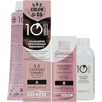 Sos Color Go Permanent Professional Hair Color Set за 10 минут - 40 каштановый Alama 
Sos Color Go Permanent Professional Hair Color Set за 10 минут - 40 каштановый Alama