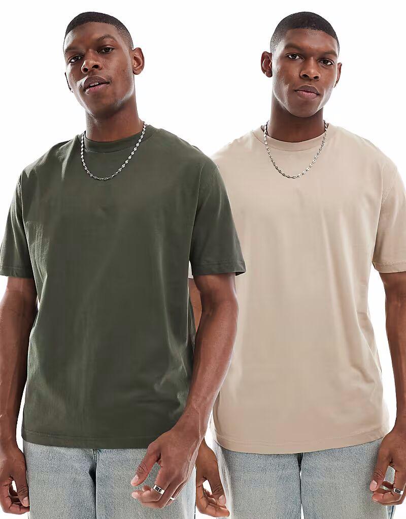 ASOS DESIGN Essential, 2 пары свободных футболок зеленого и песочного цветов
ASOS DESIGN Essential, 2 пары свободных футболок зеленого и песочного цветов