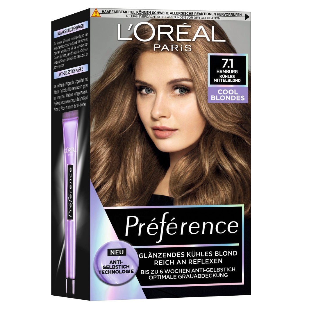Краска для волос preference cool blondes Loreal Paris, 7.1 - kuehles mittelblond, количество 1 шт.
Краска для волос preference cool blondes Loreal Paris, 7.1 - kuehles mittelblond, количество 1 шт.