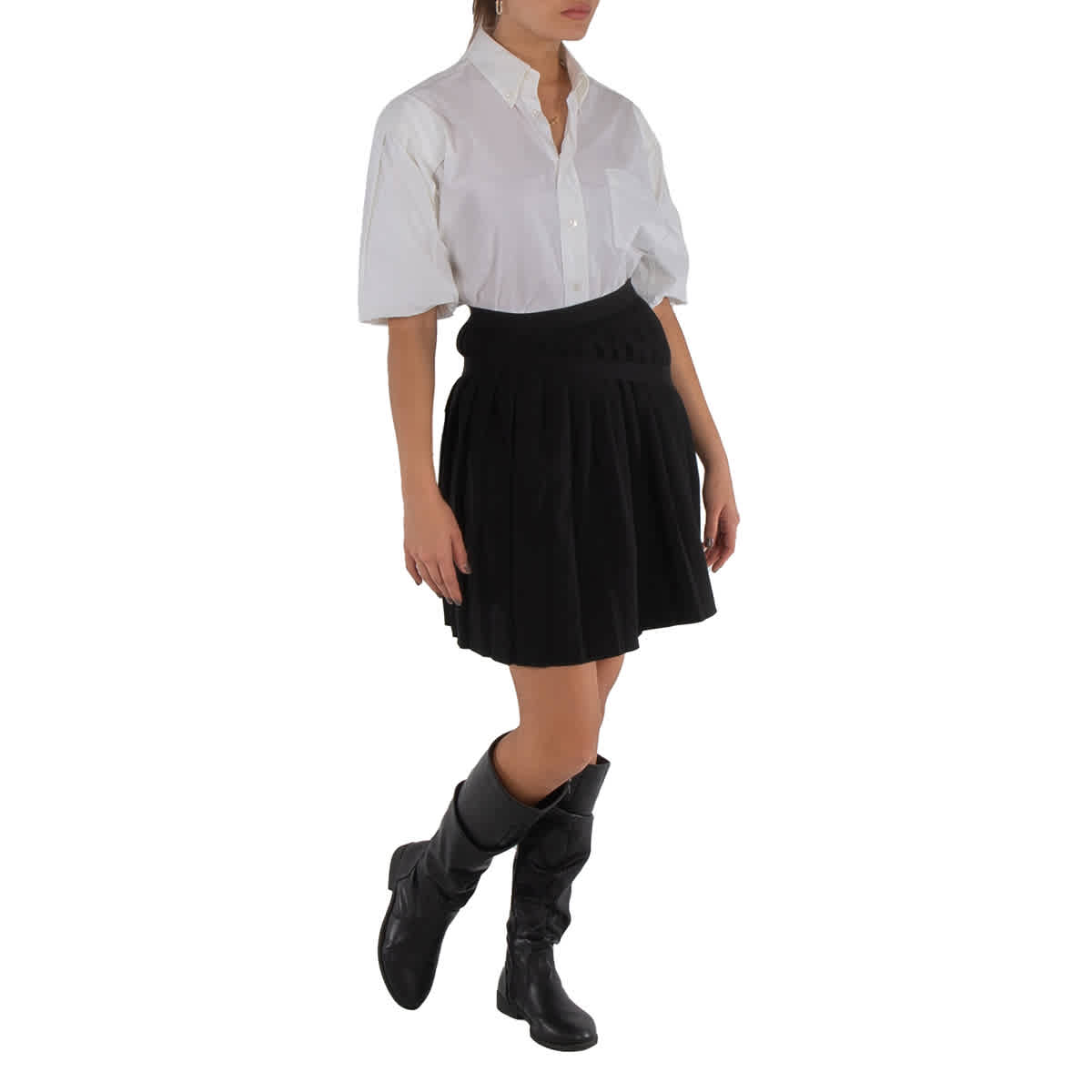 MM6 Maison Margiela Асимметричная плиссированная мини-юбка, черный
MM6 Maison Margiela Асимметричная плиссированная мини-юбка, черный