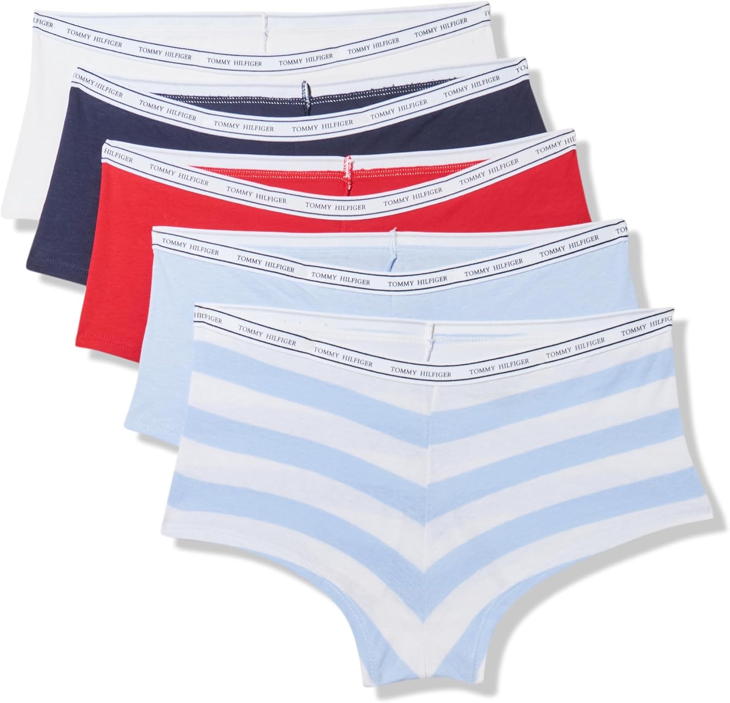 Женские классические хлопковые шорты Tommy Hilfiger с логотипом, упаковка 5 шт., Th Heritage Print/Sweet Blue/Tango Red/Sky Captain/Sweet Blue Stripe
Женские классические хлопковые шорты Tommy Hilfiger с логотипом, упаковка 5 шт., Th Heritage Print/Sweet Blue/Tango Red/Sky Captain/Sweet Blue Stripe