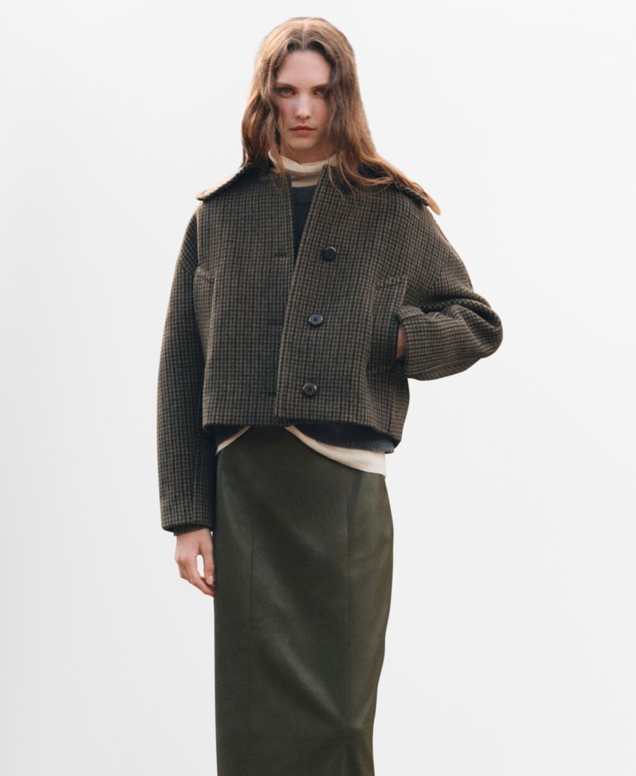 Женская шерстяная куртка в клетку гусиная лапка MANGO, Brown
Женская шерстяная куртка в клетку гусиная лапка MANGO, Brown