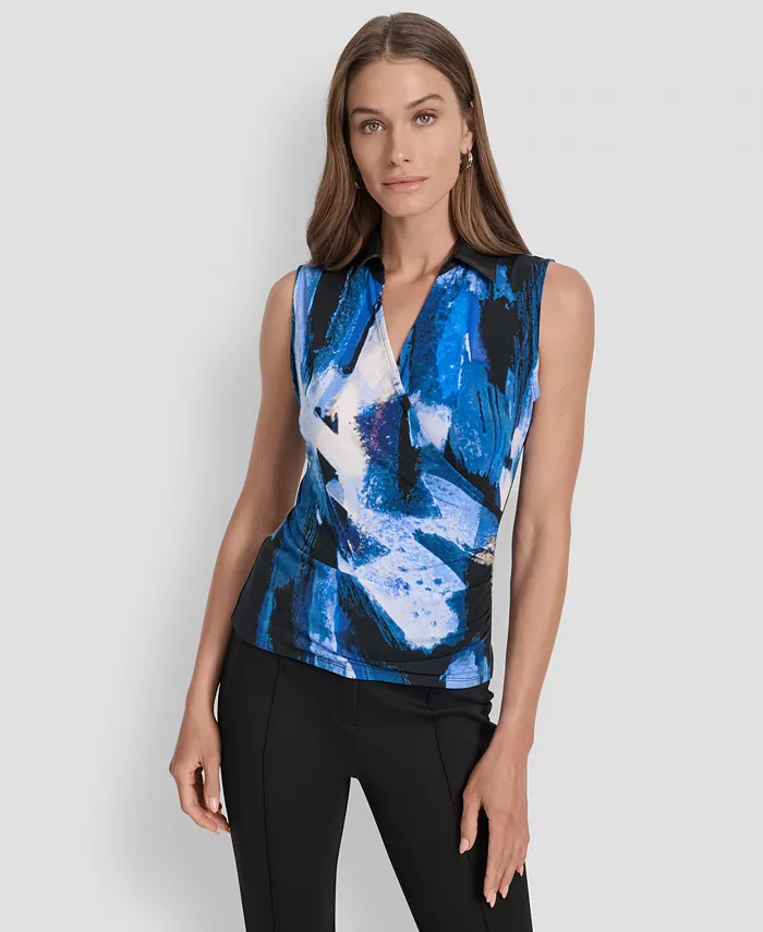 Женский топ с принтом и контрастным воротником DKNY, синий
Женский топ с принтом и контрастным воротником DKNY, синий