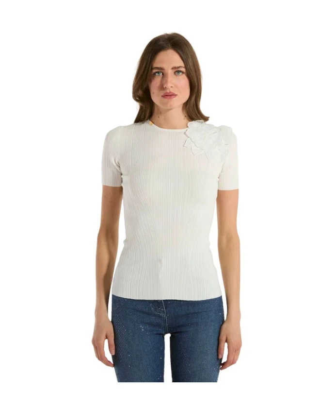 Вязаный топ в рубчик с цветочным принтом Elisabetta Franchi, бежевый
Вязаный топ в рубчик с цветочным принтом Elisabetta Franchi, бежевый