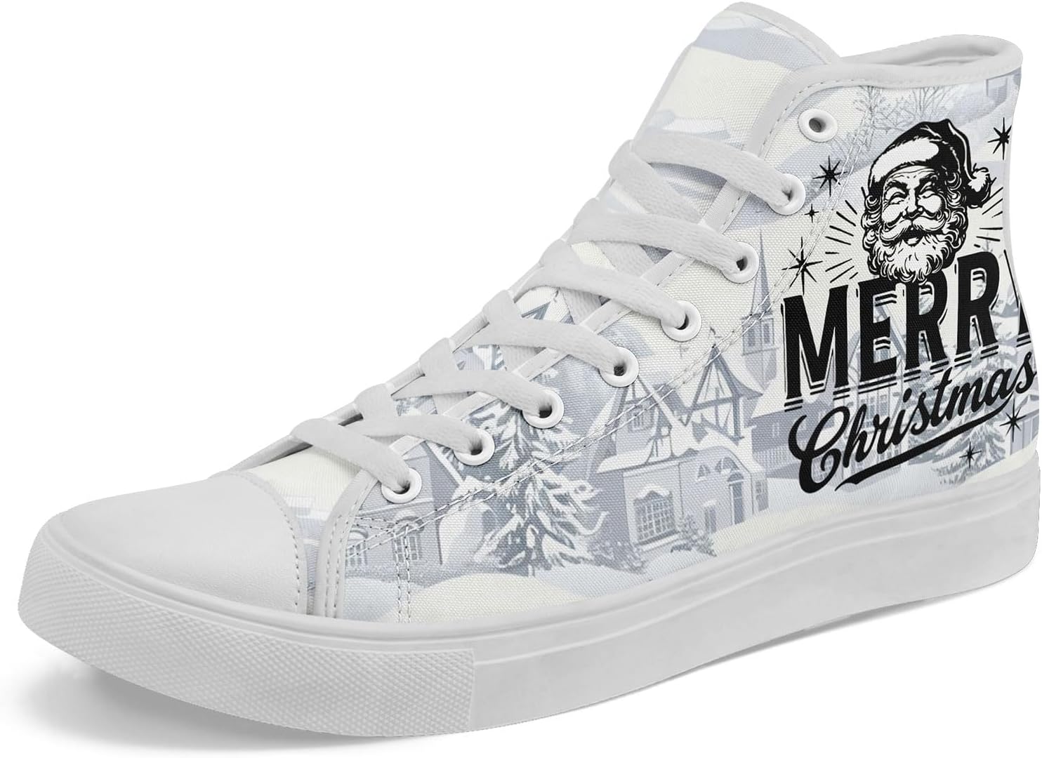 Кеды на высокой подошве AWSOLE для мужчин и женщин с рождественским дизайном Санта-Клауса и снегом, удобные повседневные шнуровки, белый/черный/серый
Кеды на высокой подошве AWSOLE для мужчин и женщин с рождественским дизайном Санта-Клауса и снегом, удобные повседневные шнуровки, белый/черный/серый
