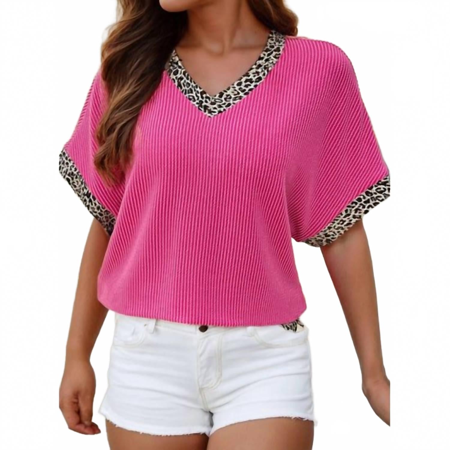 Леопардовая отделка топ с V-образным вырезом в ярко-розовом цвете 1 the Woman
Леопардовая отделка топ с V-образным вырезом в ярко-розовом цвете 1 the Woman
