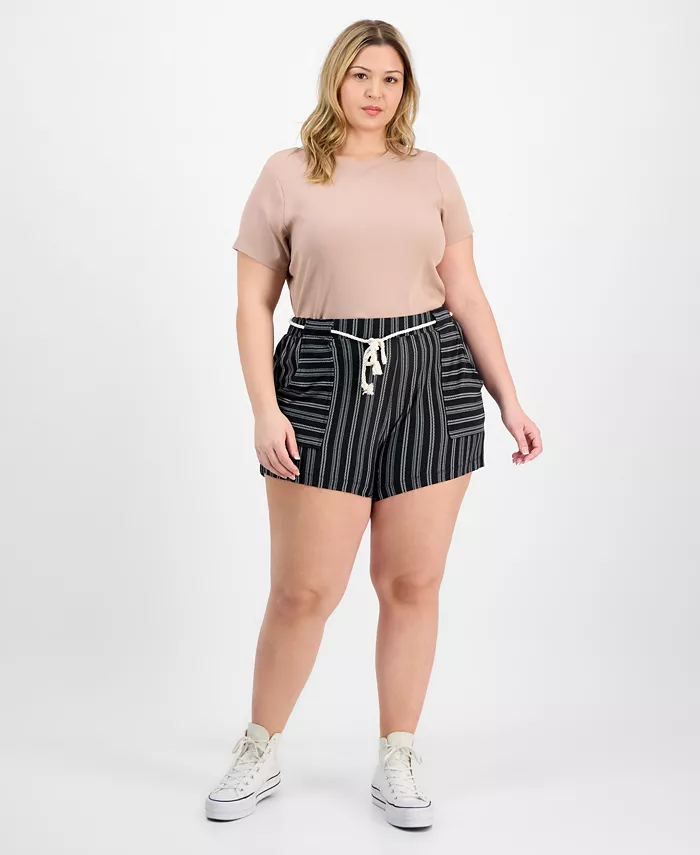 Модные полосатые шорты больших размеров с ремнём-верёвкой Derek Heart, черный
Модные полосатые шорты больших размеров с ремнём-верёвкой Derek Heart, черный