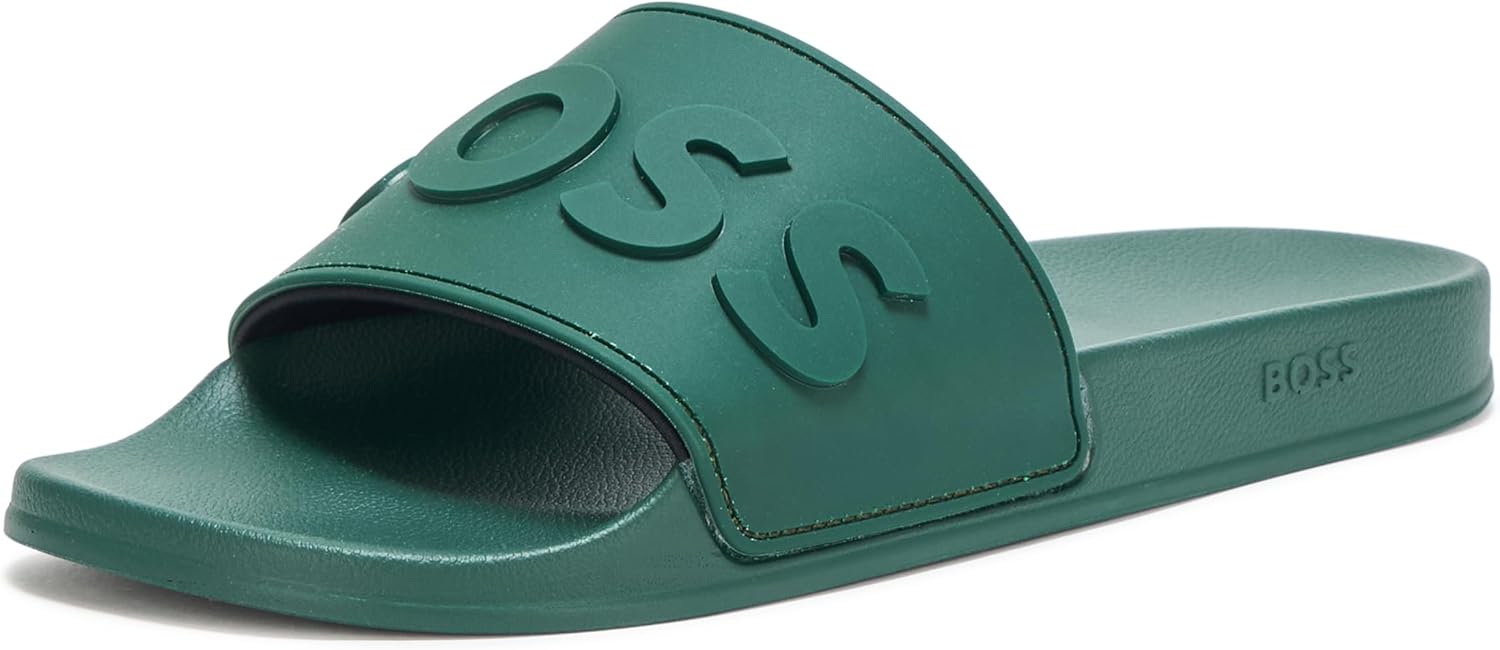 BOSS Мужские сандалии-шлепанцы с большим логотипом, Pewter Green
BOSS Мужские сандалии-шлепанцы с большим логотипом, Pewter Green