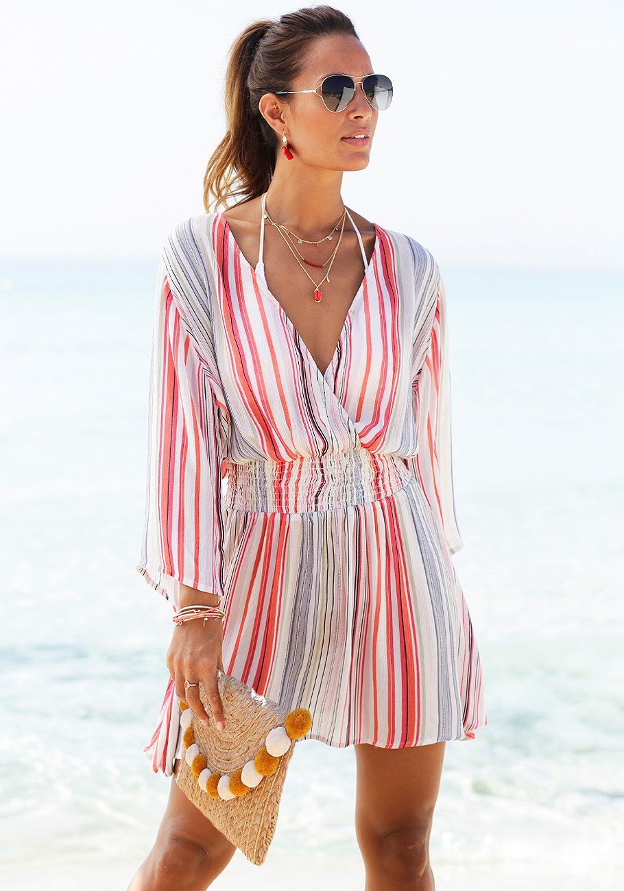LASCANA Женское полосатое платье-парео с V-образным вырезом, мультиколор
LASCANA Женское полосатое платье-парео с V-образным вырезом, мультиколор