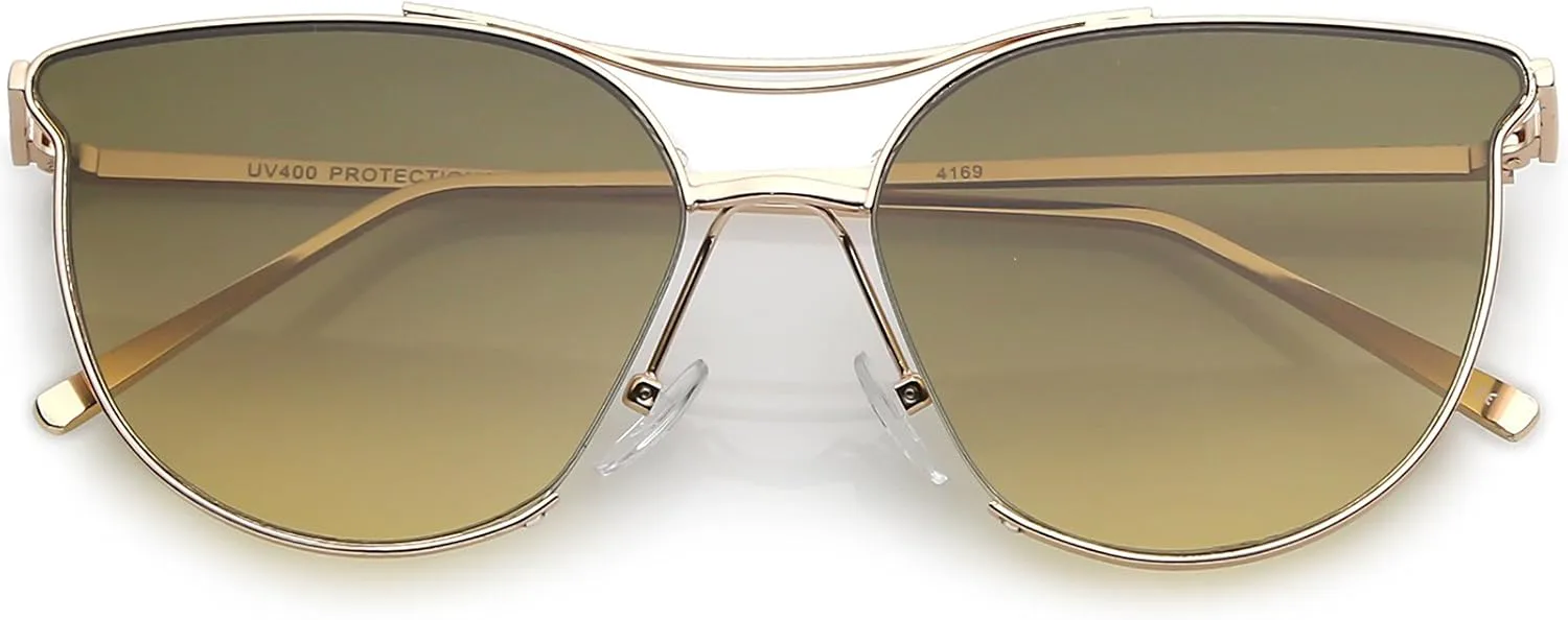 zeroUV - Современные тонкие металлические дужки, двойная переносица, круглые плоские линзы, солнцезащитные очки «кошачий глаз», 55 мм, Gold / Green Beige Gradient
zeroUV - Современные тонкие металлические дужки, двойная переносица, круглые плоские линзы, солнцезащитные очки «кошачий глаз», 55 мм, Gold / Green Beige Gradient