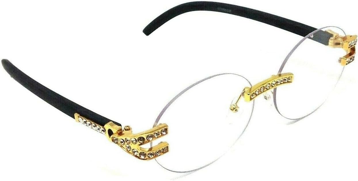 Dweebzilla Круглые Овальные Тонкие Безободковые Солнцезащитные Очки с металлическими вставками, стразами и имитацией дерева Роскошные солнцезащитные очки, Gold & Black Wood Frame - Clear Lenses
Dweebzilla Круглые Овальные Тонкие Безободковые Солнцезащитные Очки с металлическими вставками, стразами и имитацией дерева Роскошные солнцезащитные очки, Gold & Black Wood Frame - Clear Lenses