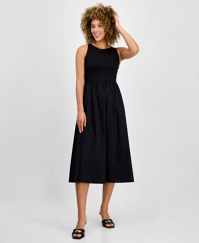 Женское платье миди без рукавов с элементами смешанных материалов Anne Klein, черный
Женское платье миди без рукавов с элементами смешанных материалов Anne Klein, черный