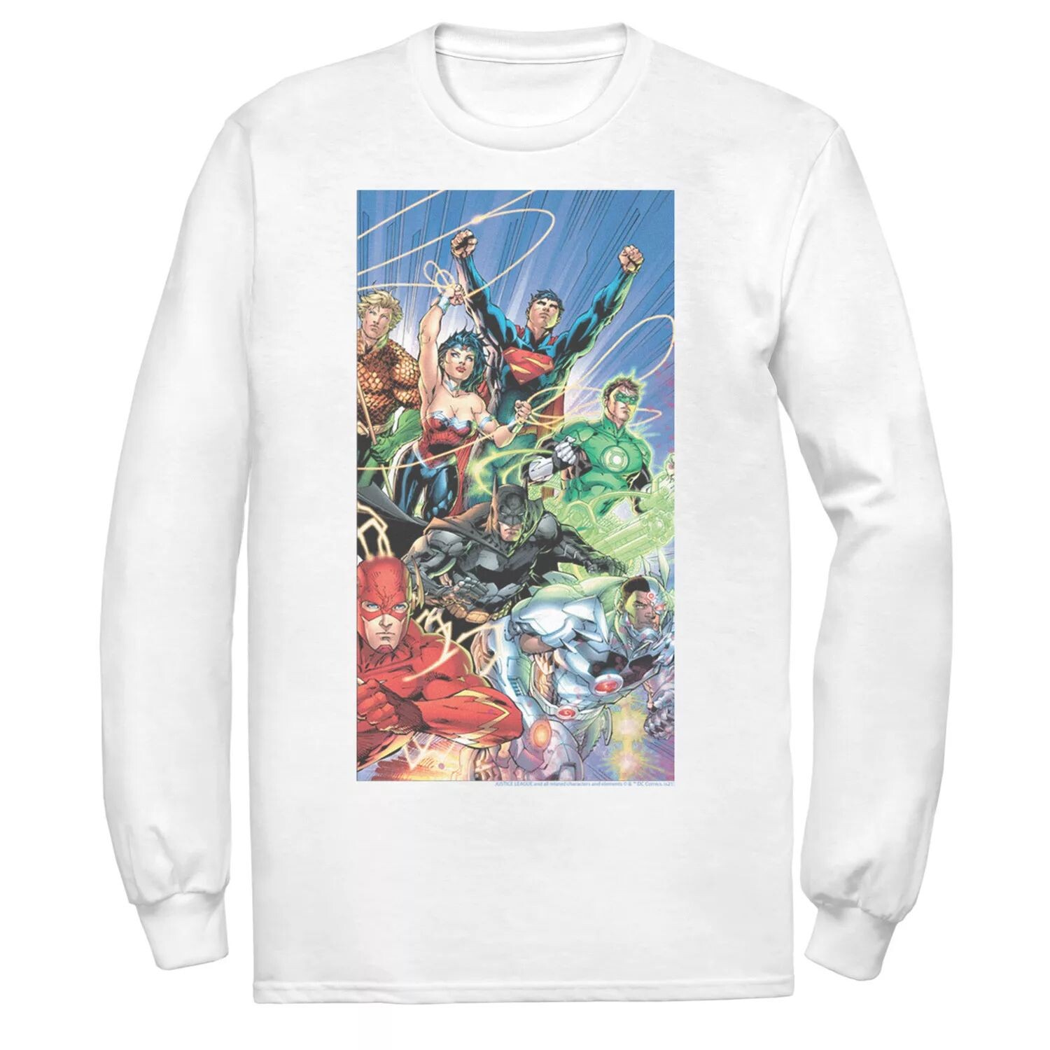 Мужская футболка с плакатом «Лига справедливости Fandom» и коллажем Licensed Character
Мужская футболка с плакатом «Лига справедливости Fandom» и коллажем Licensed Character