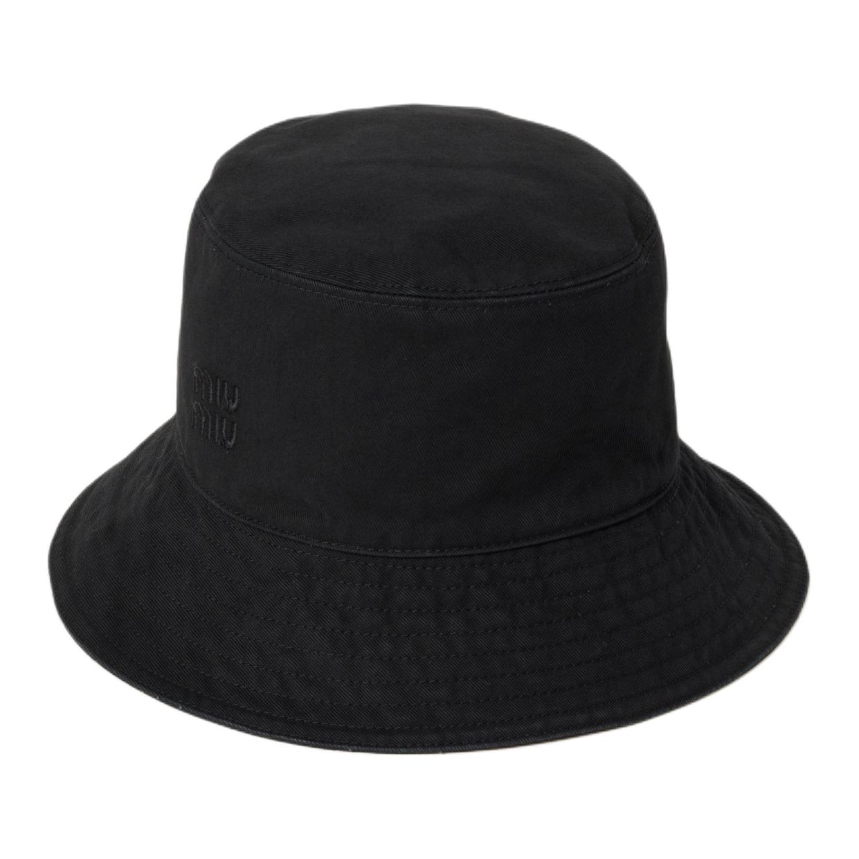 MIU MIU Унисекс черная габардиновая шляпа-ведро
MIU MIU Унисекс черная габардиновая шляпа-ведро