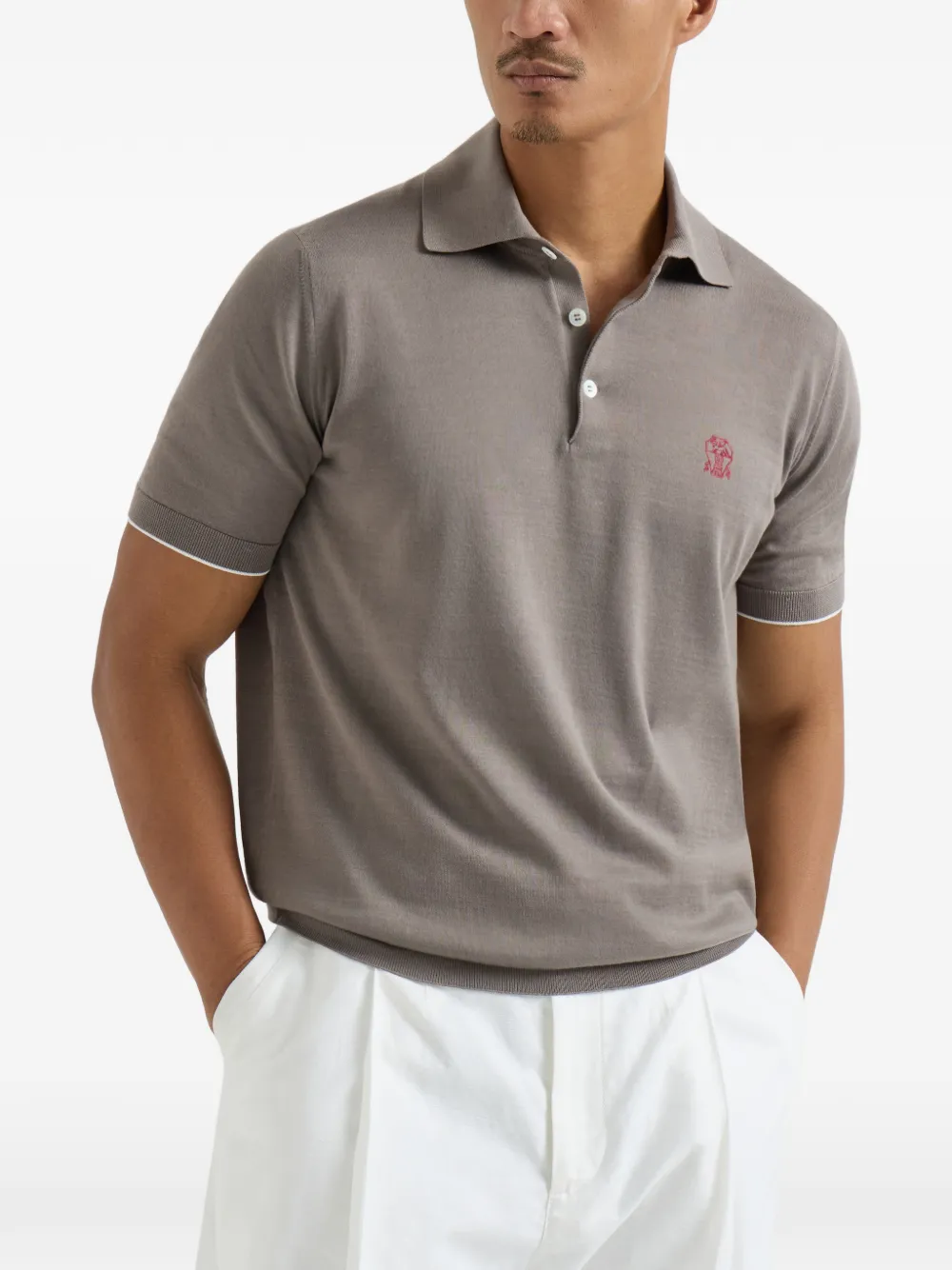 Поло с вышитым логотипом Brunello Cucinelli, серый
Поло с вышитым логотипом Brunello Cucinelli, серый