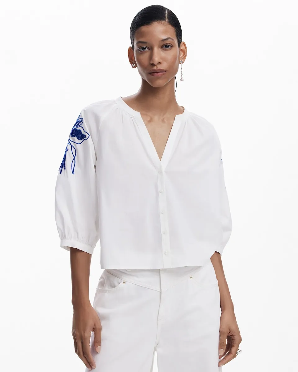 Женская мешковатая блузка Desigual, белый 
Женская мешковатая блузка Desigual, белый