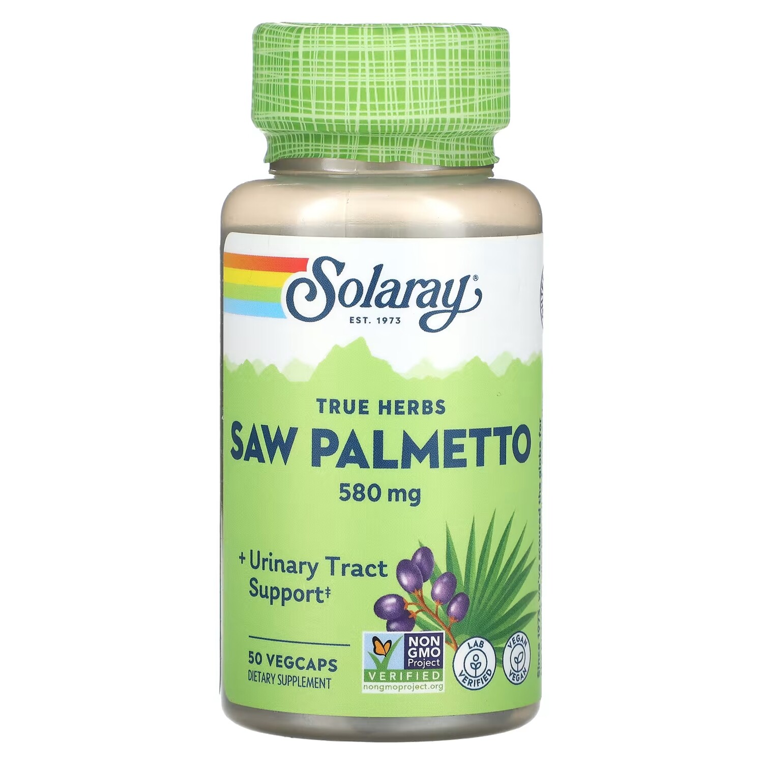 Solaray True Herbs Saw Palmetto 580 мг 50 растительных капсул
Solaray True Herbs Saw Palmetto 580 мг 50 растительных капсул