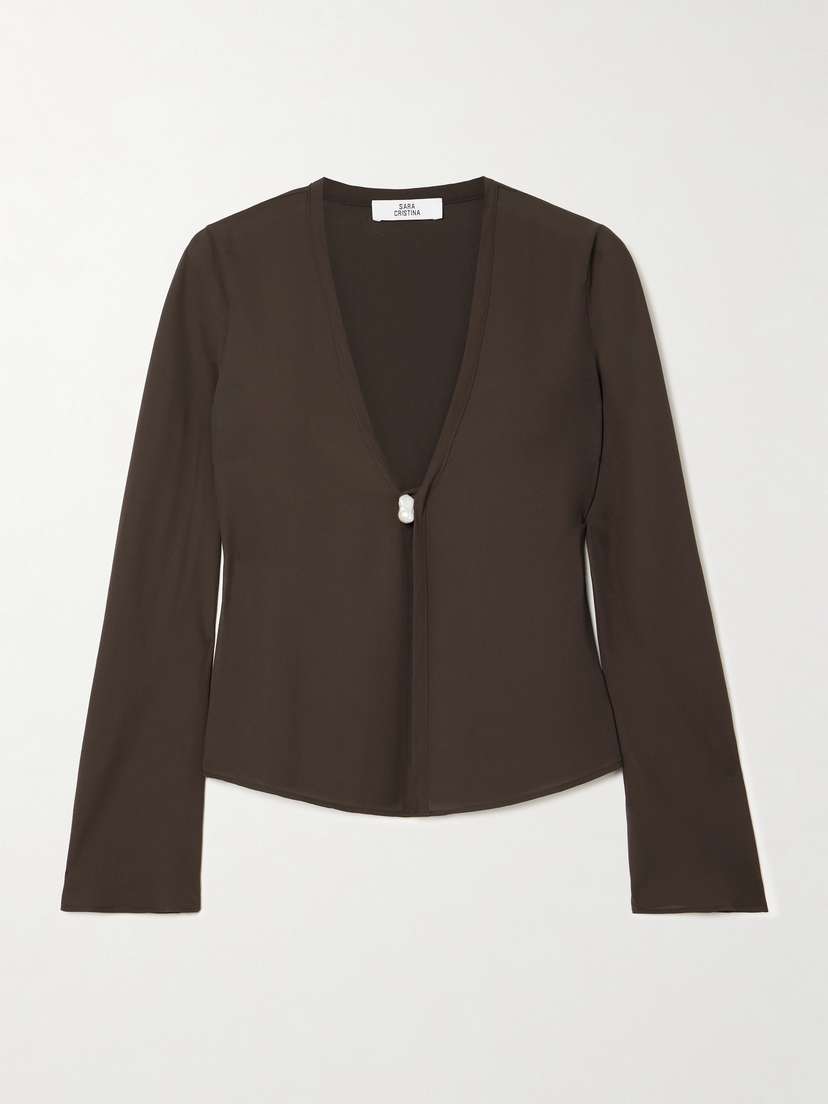 Топ Nerea из переработанного шелка-жоржета, украшенный жемчугом Sara Cristina, коричневый
Топ Nerea из переработанного шелка-жоржета, украшенный жемчугом Sara Cristina, коричневый