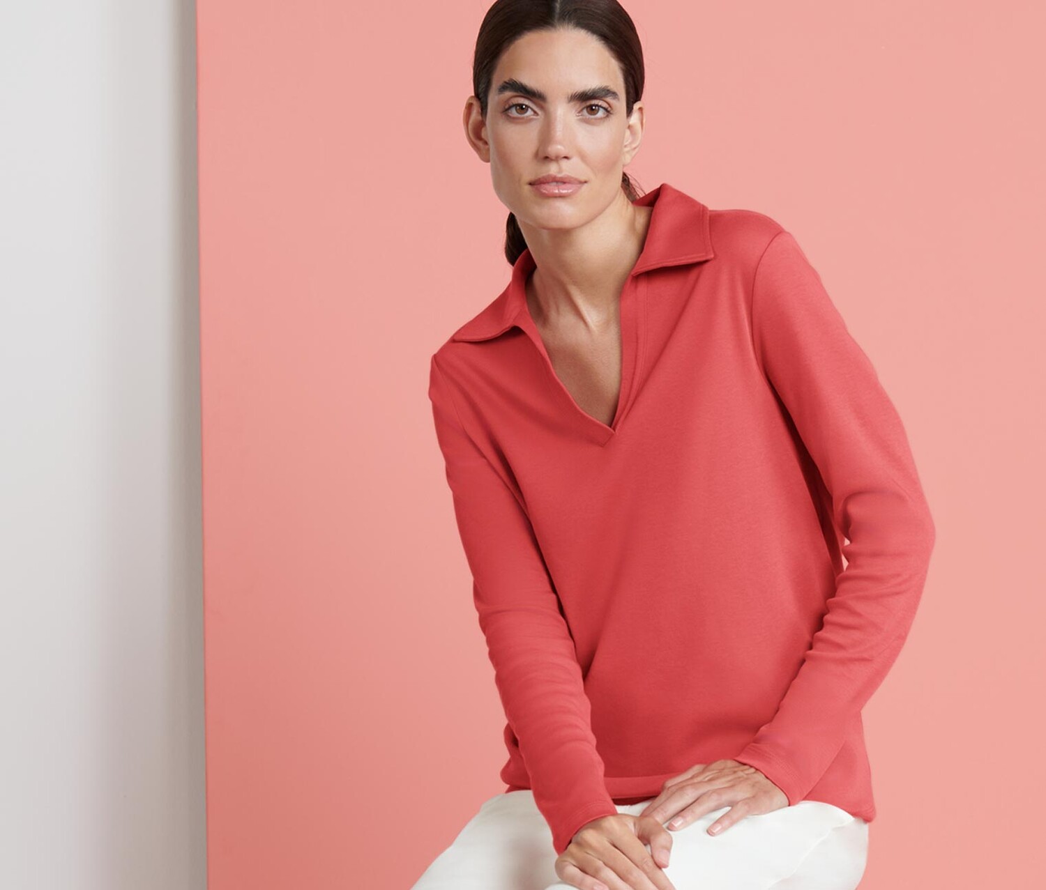 Толстовка с воротником-поло Tchibo, красный 
Толстовка с воротником-поло Tchibo, красный