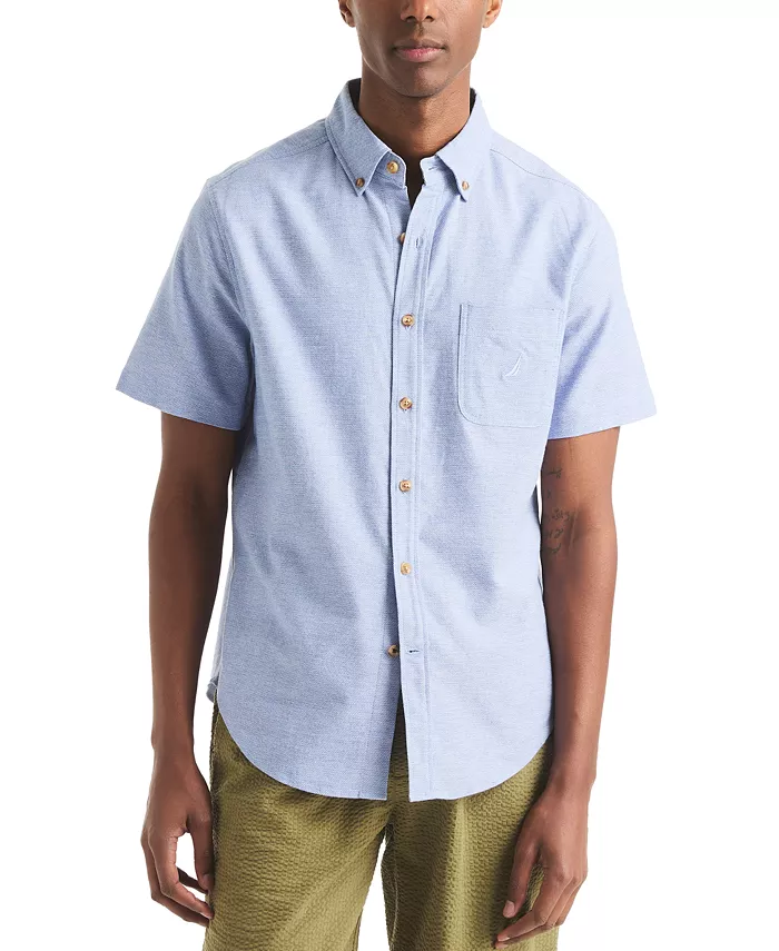 Мужская классическая рубашка с коротким рукавом Nautica, синий 
Мужская классическая рубашка с коротким рукавом Nautica, синий