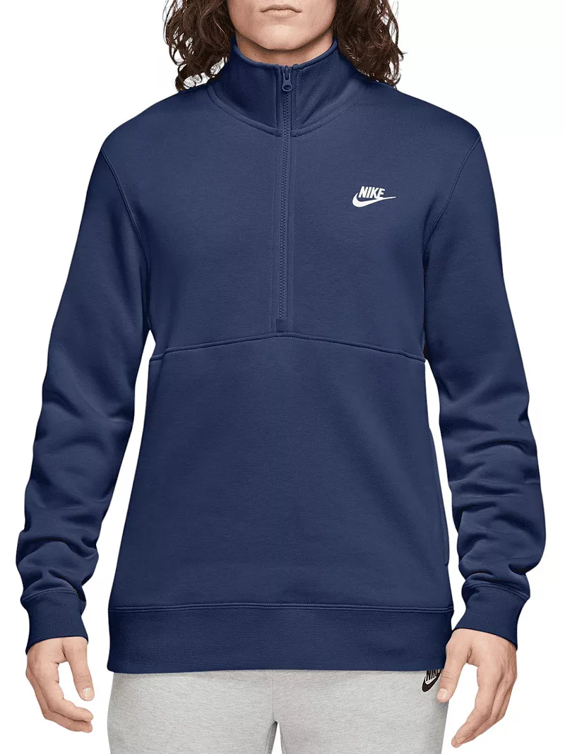 Мужской пуловер с молнией 1/2 с начесом сзади Nike Sportswear Club, цвет Midnight Navy
Мужской пуловер с молнией 1/2 с начесом сзади Nike Sportswear Club, цвет Midnight Navy